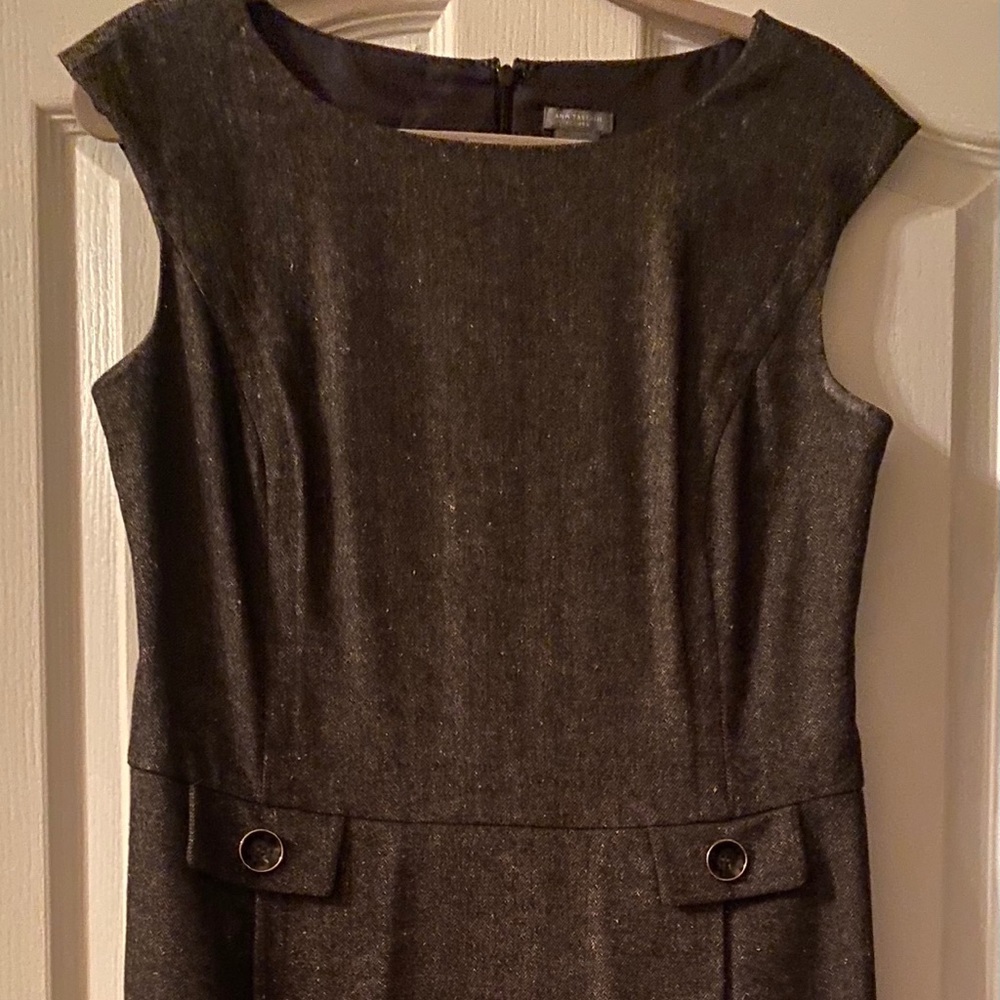 Brown, cream spotted dress.